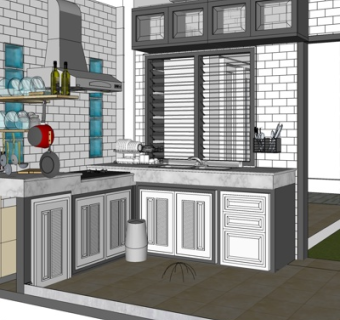 北欧橱柜su模型