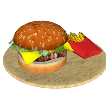 现代汉堡包薯条su模型