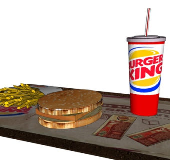 现代汉堡包薯条su模型