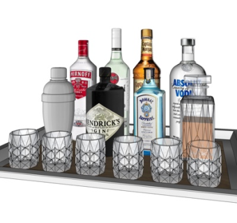 现代啤酒洋酒su模型