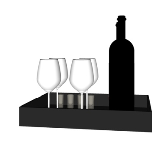 现代红酒红酒杯su模型