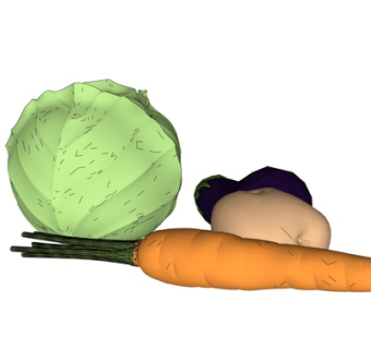 现代菜花红萝卜su模型