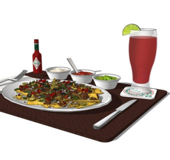 现代啤酒沙拉食物su模型