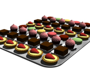 现代蛋糕组合su模型