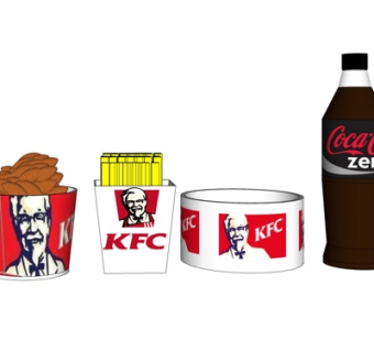 现代KFC薯条可乐鸡块su模型