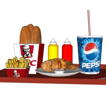 现代KFC薯条可乐面包su模型