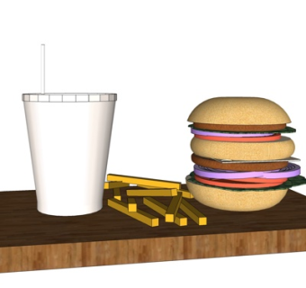 现代汉堡包可乐su模型