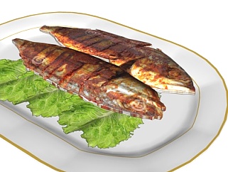现代生菜<em>鱼</em>食物su模型