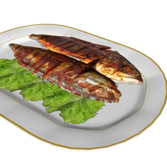 现代生菜鱼食物su模型