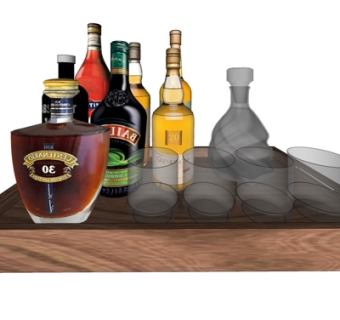 现代洋酒组合su模型