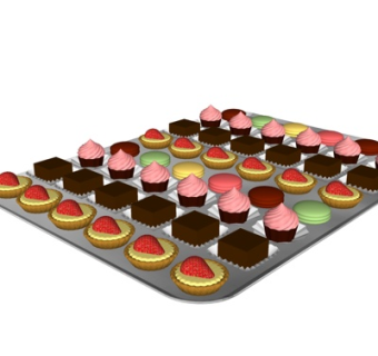 现代蛋糕组合su模型