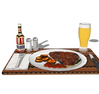 现代牛扒食物su模型