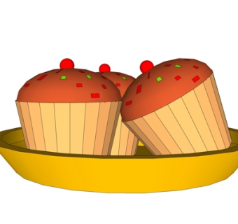 现代蛋糕组合su模型