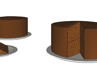 现代巧克力蛋糕组合su模型