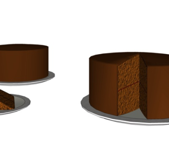 现代巧克力蛋糕组合su模型