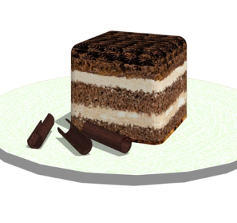 现代巧克力蛋糕组合su模型