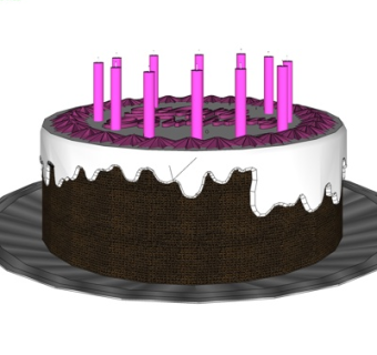 现代生日蛋糕su模型