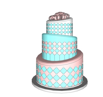 现代多层生日蛋糕su模型
