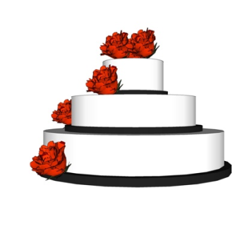 现代多层生日蛋糕su模型