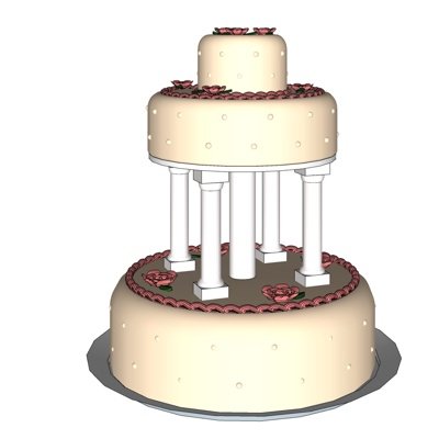 现代多层生日蛋糕su模型