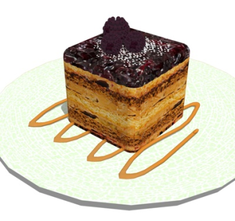 现代蛋糕su模型