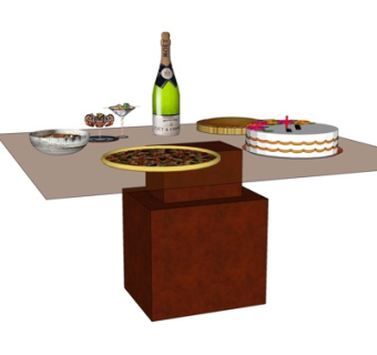 现代披萨蛋糕食物su模型