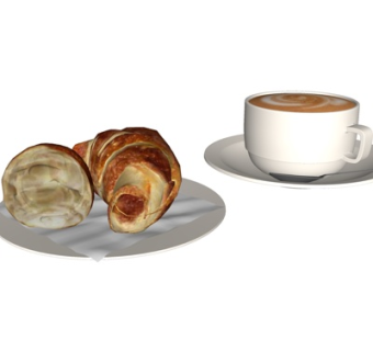 现代面包咖啡su模型