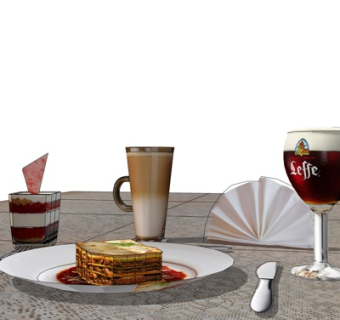 现代面包咖啡su模型