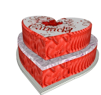 现代爱心蛋糕su模型