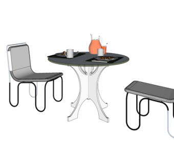 现代铁艺休闲桌椅su模型