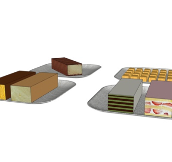 现代蛋糕组合su模型