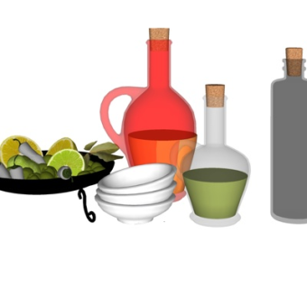 现代红酒水果su模型