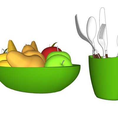 现代水果盘餐具su模型