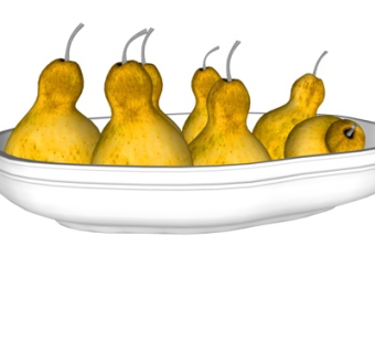 现代梨子水果盘su模型