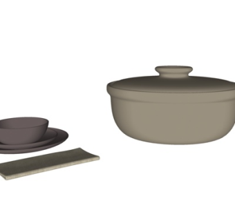 现代饭碗碟子餐具su模型