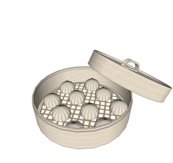 现代蒸笼su模型