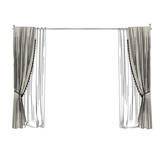 简欧窗帘su模型