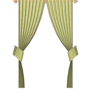 简欧窗帘su模型