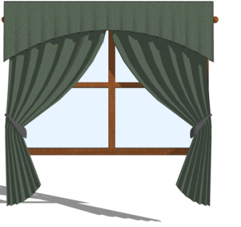 简欧窗帘su模型