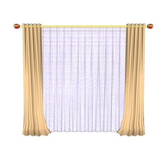 简欧窗帘su模型