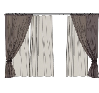 现代窗帘su模型