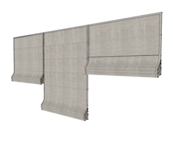 新中式布帘su模型