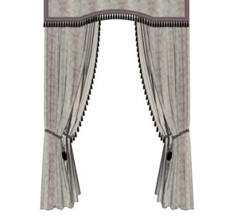 简欧窗帘su模型