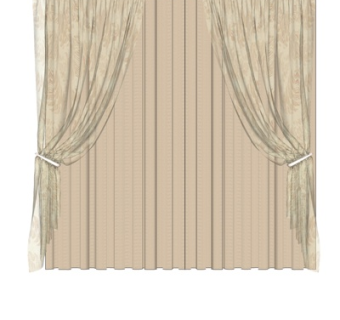 简欧窗帘su模型