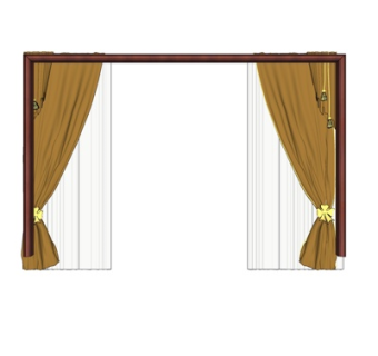 新中式窗帘su模型
