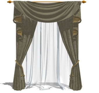 简欧窗帘su模型