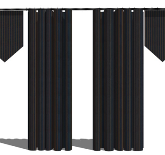 简欧窗帘su模型