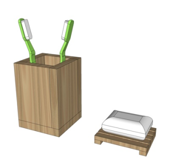 新中式洗漱用品su模型
