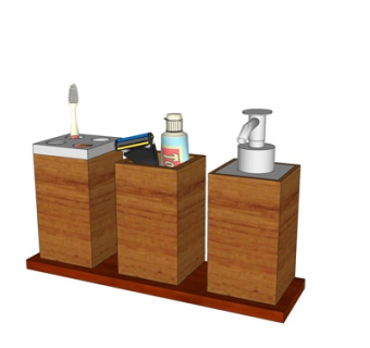 新中式洗漱用品su模型