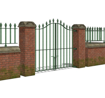 简欧小区侧门su模型